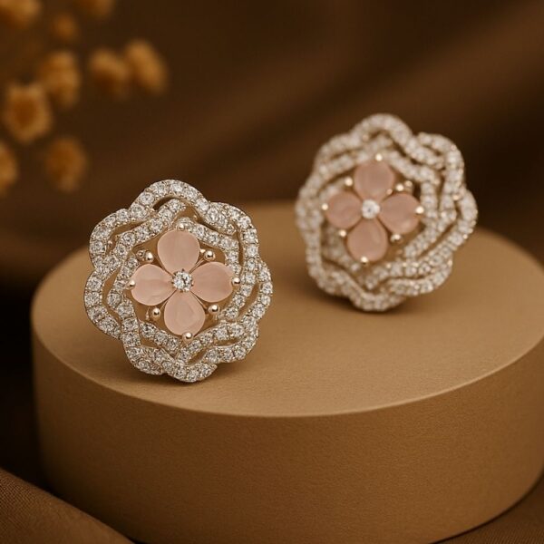 Rosé Bloom AD Stud Tops - pink rose color