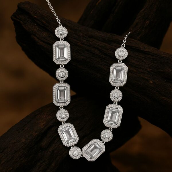 Royal Ice Glam Set – Rectangle Cut White AD Stones